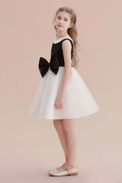 Chicloth A-Line Affordable Bow Tulle Flower Girl Dress On Sale