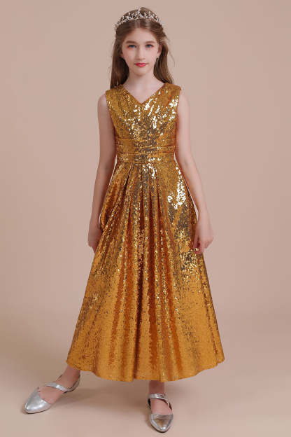 Chicloth A-Line Amazing Sequins V-neck Flower Girl Dress Online