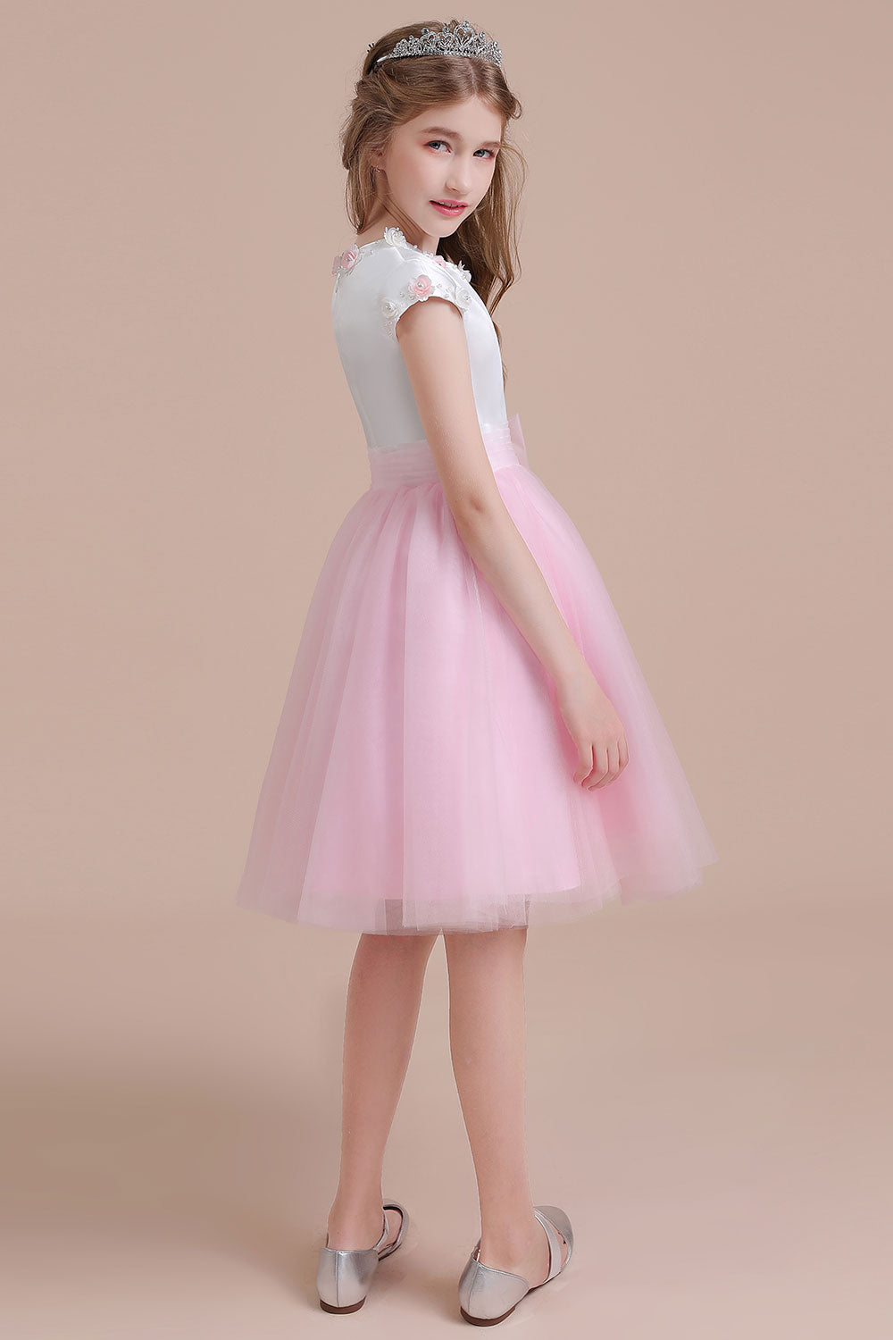 Chicloth A-Line Cap Sleeve Tulle Knee Length Flower Girl Dress Online