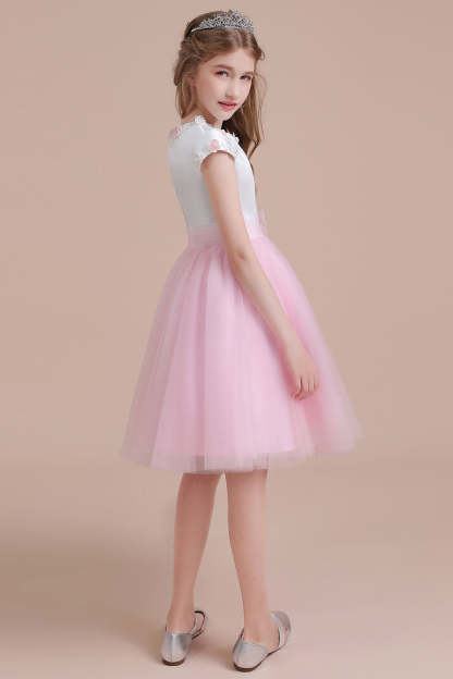 Chicloth A-Line Cap Sleeve Tulle Knee Length Flower Girl Dress Online