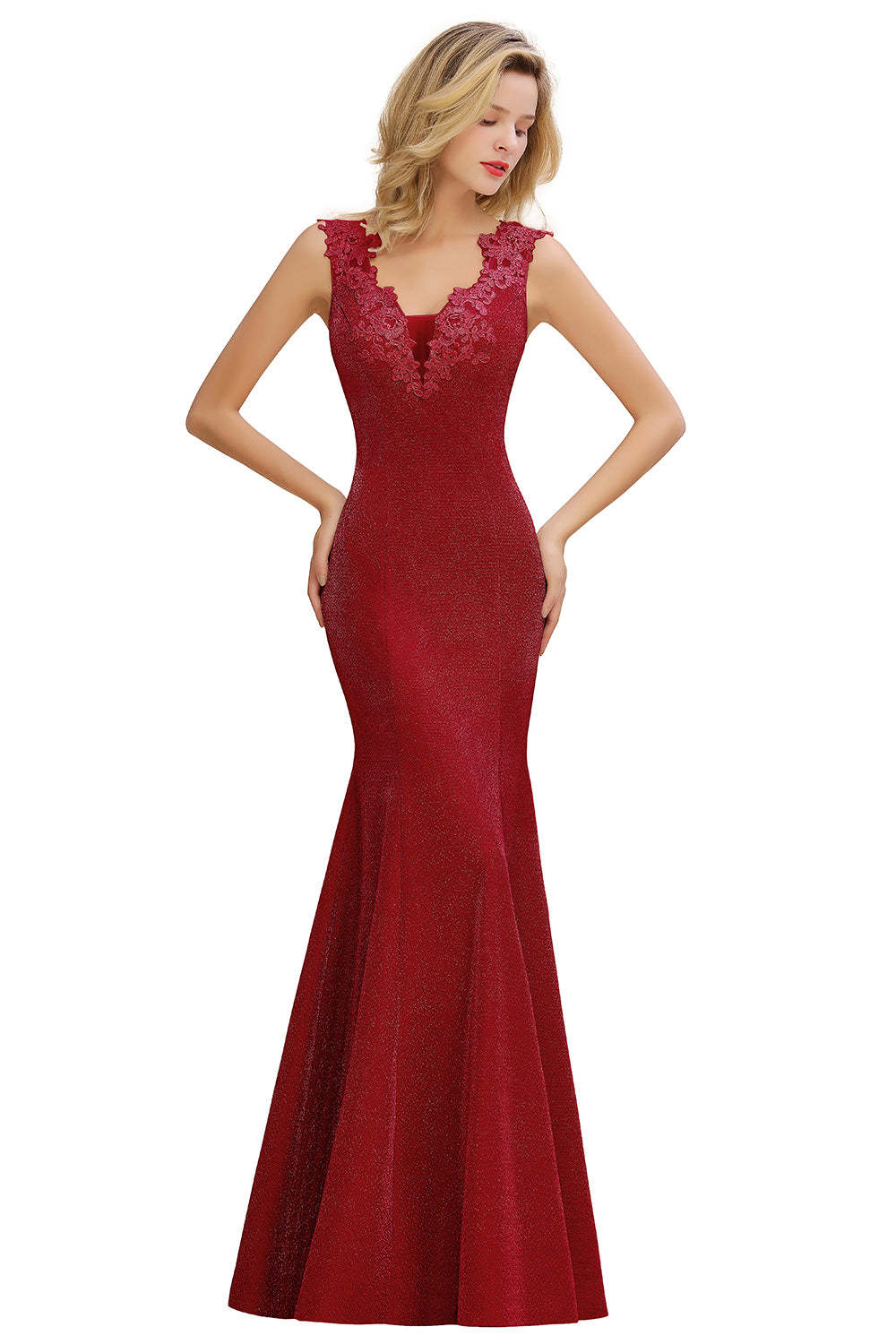 Chicloth Dusty Pink Shinning Long Prom Dress Mermaid With Appliques