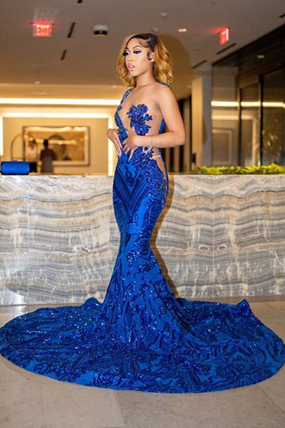 Sexy Royal Blue Evening Gown | Sparkling Prom Dress