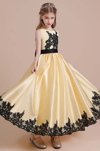 Chicloth A-Line Chic Bow Appliques Satin Flower Girl Dress Online