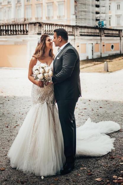 Chicloth Spaghetti-Straps Sleeveless Wedding Dress Mermaid With Lace