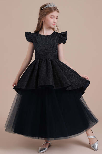 Chicloth A-Line Glitter Cap Sleeve Tulle Flower Girl Dress On Sale