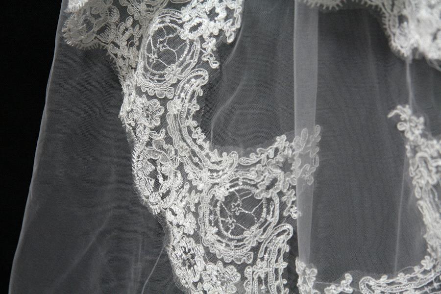 Beautiful Lace Applique Tulle Edge Wedding Veils