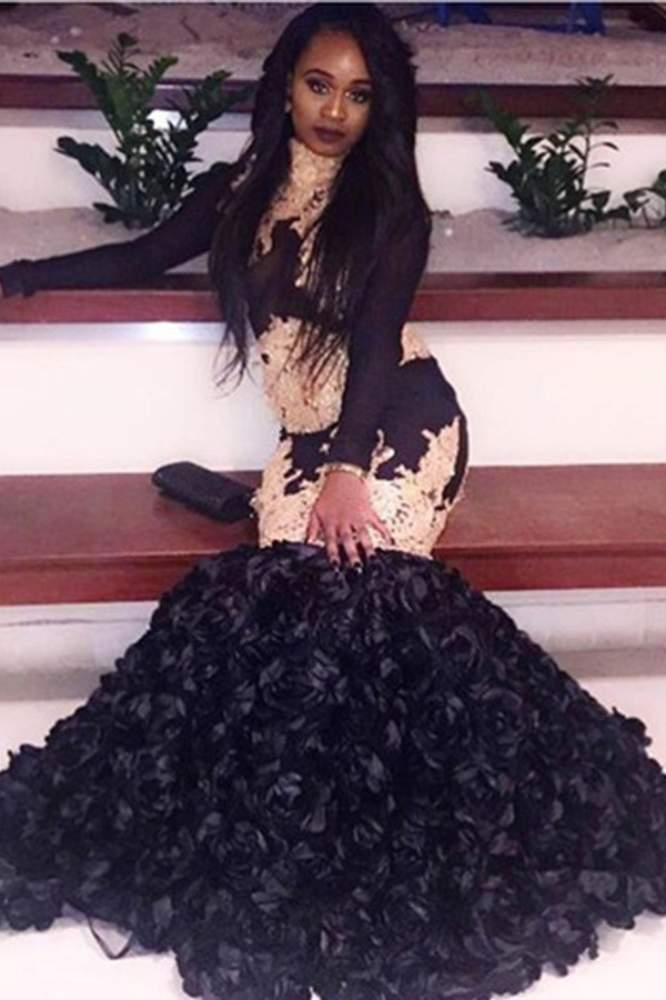 Black Mermaid Sequin Prom Dress | Backless V-Neck Evening Gown