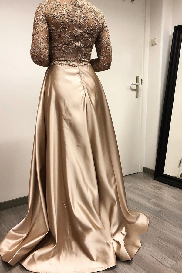 Charming Long Sleeve Beaded Mermaid Prom Dress with Satin Detachable Train