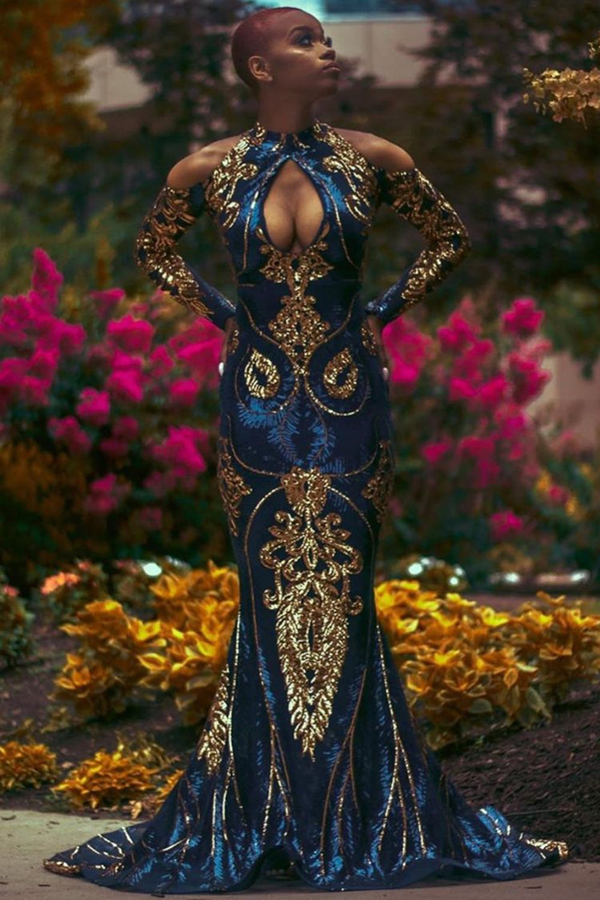 Charming Mermaid Prom Dress Long Sleeve Evening Dress