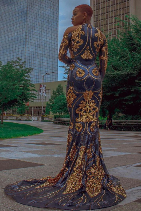 Charming Mermaid Prom Dress Long Sleeve Evening Dress