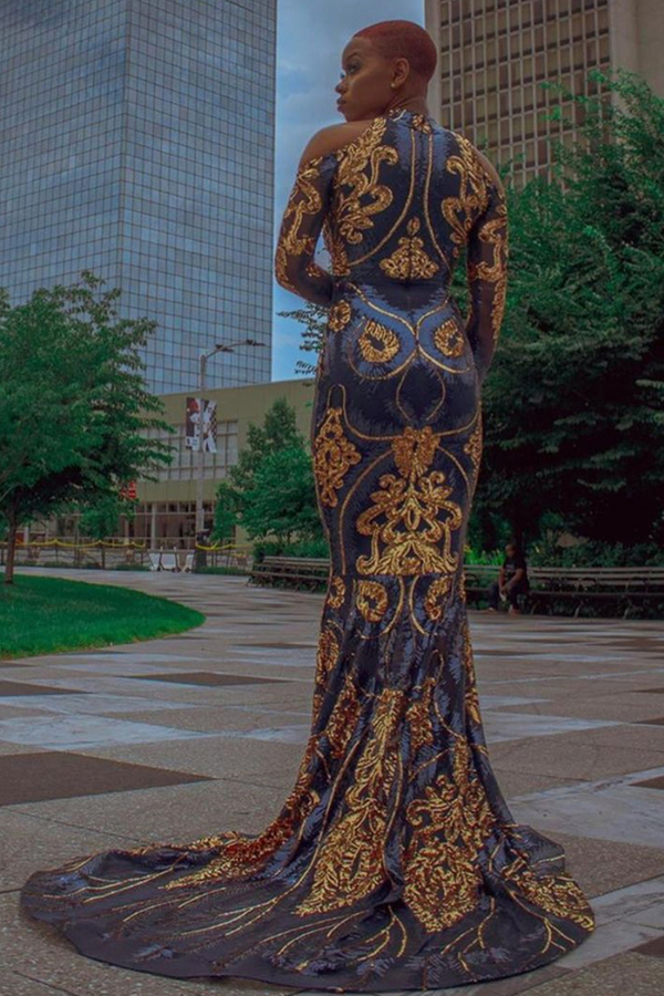 Charming Mermaid Prom Dress Long Sleeve Evening Dress