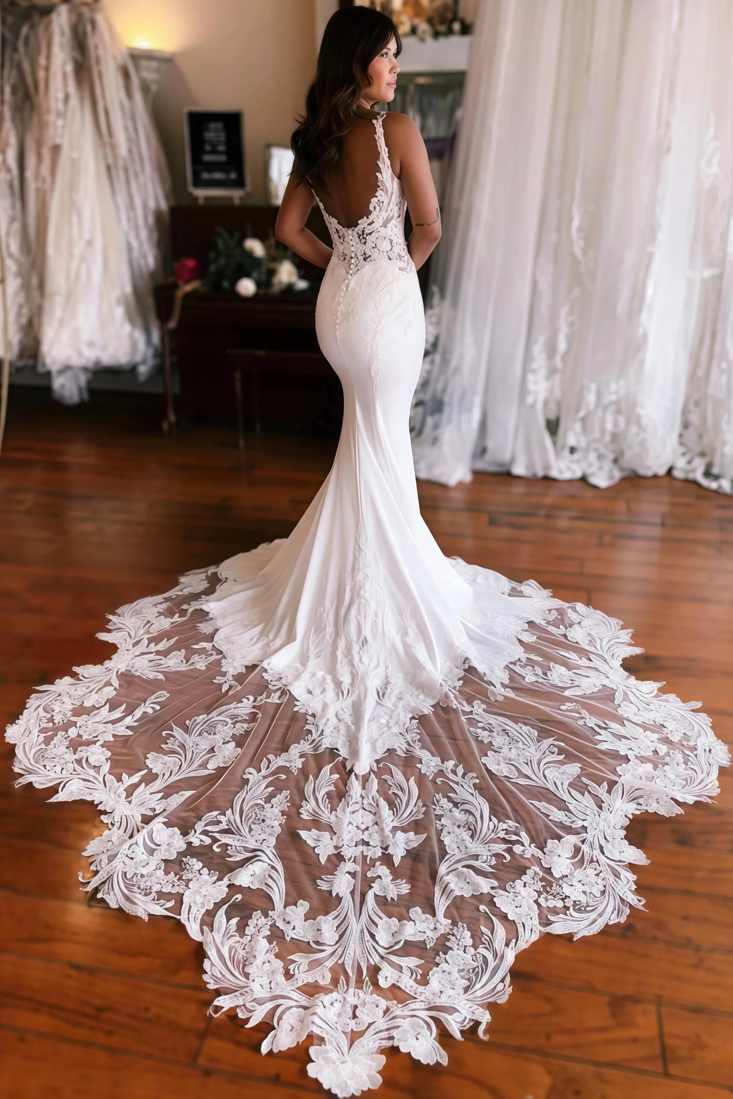 Elegant Wedding Dresses With Lace Appliques | Wedding Dresses Mermaid Sleeveless