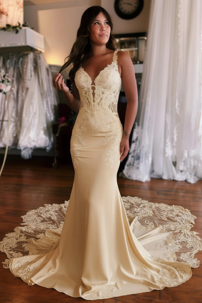 Elegant Wedding Dresses With Lace Appliques | Wedding Dresses Mermaid Sleeveless
