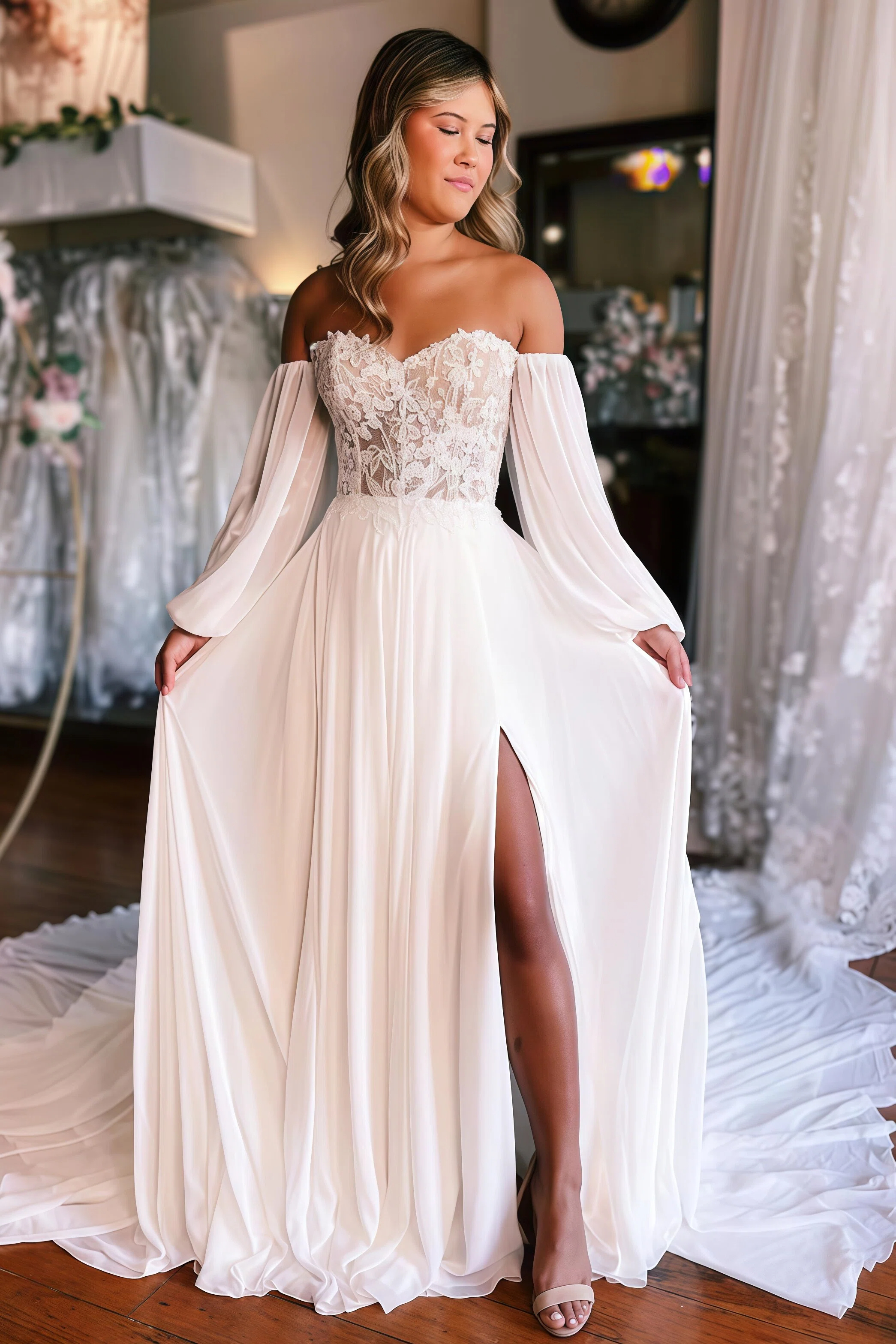 Summer Wedding Dresses Chiffon Simple Lace Wedding Dresses