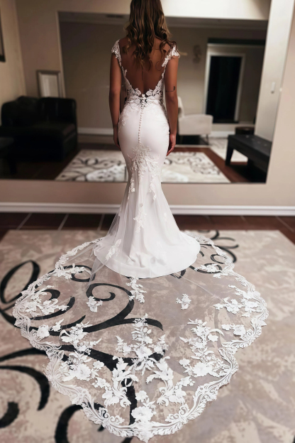 Chicloth Cap Sleeves Wedding Dresses Mermaid Long Online