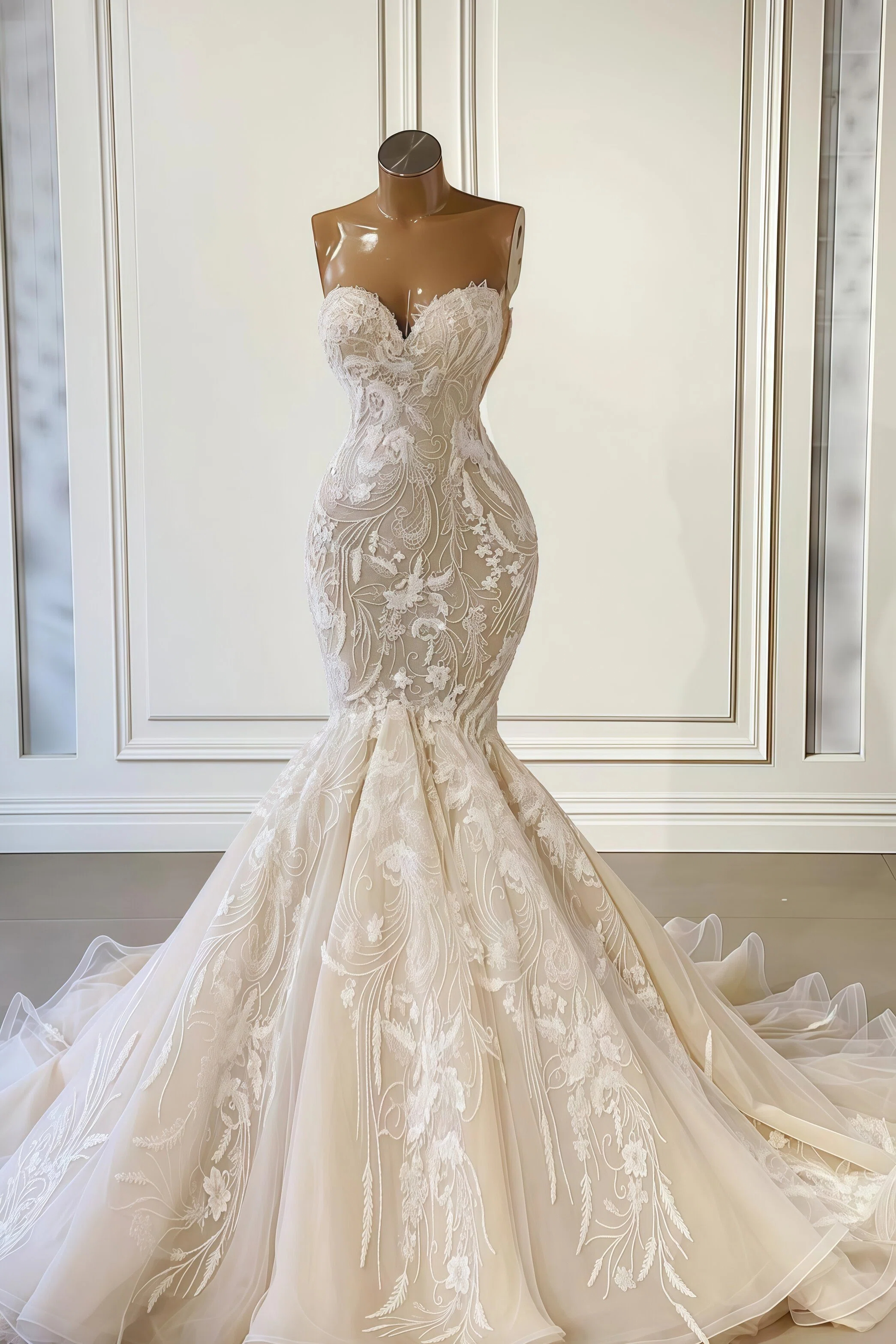 Chicloth Champagne Sweetheart Wedding Dress Mermaid Lace Online