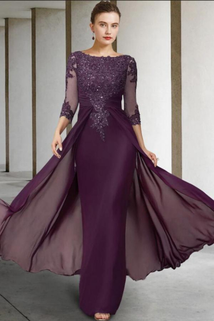 Elegant Mother of the Bride Dress with Lace Appliques