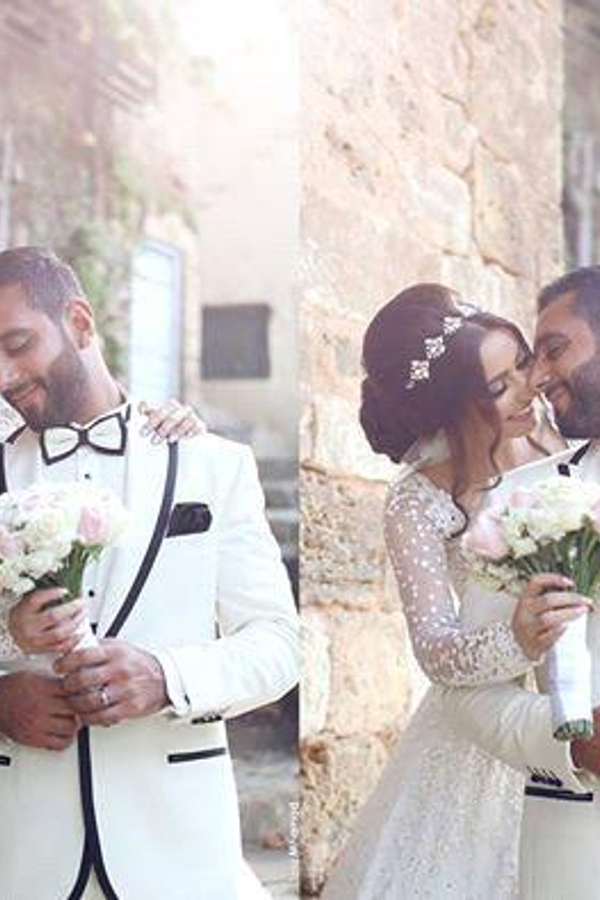 Designed Long Sleeve Bridal Dress with Lace Applique Custom Made