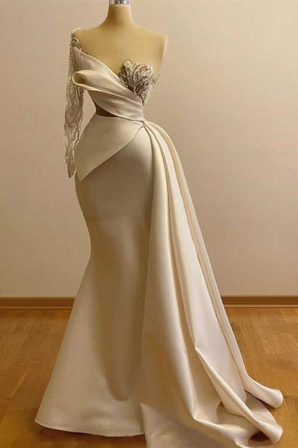 Elegant Satin One-Shoulder Mermaid Prom Gown