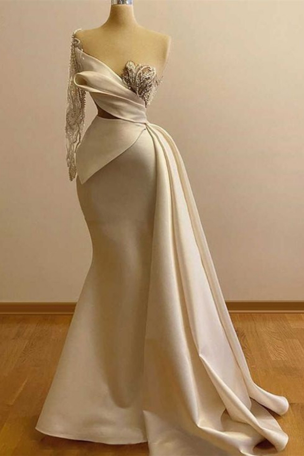 Elegant Satin One-Shoulder Mermaid Prom Gown