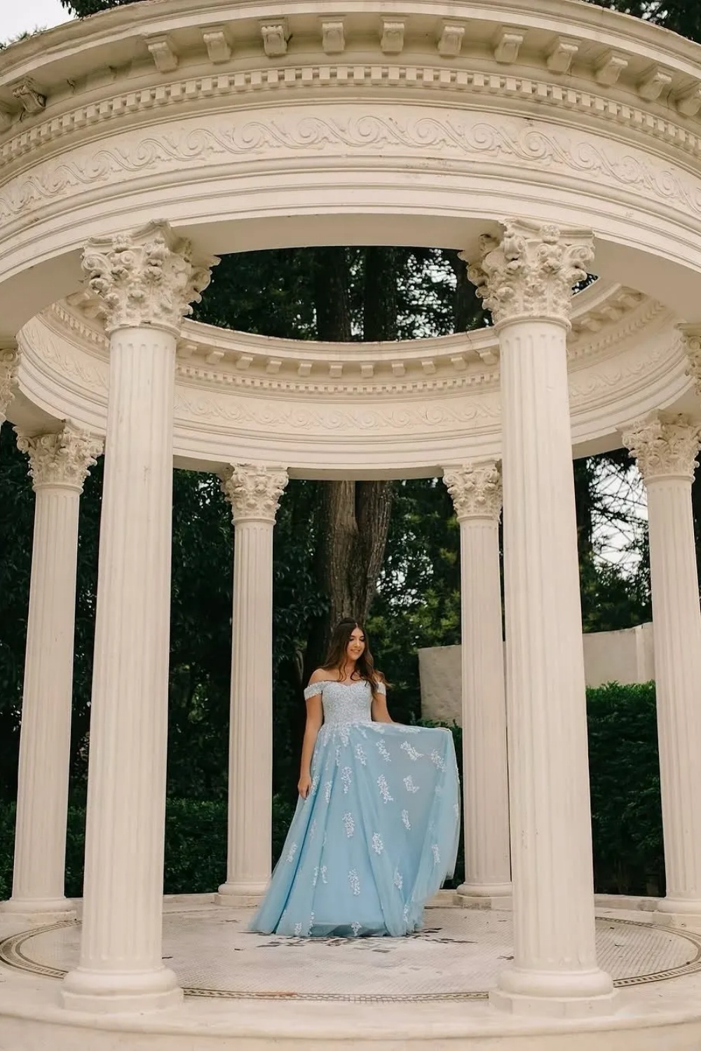 Off-the-Shoulder Blue Tulle Lace Mother of the Bride Dress ALine Evening Dress