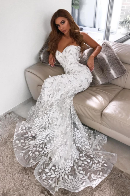 Gorgeous Mermaid Sweetheart Applique Wedding Dress