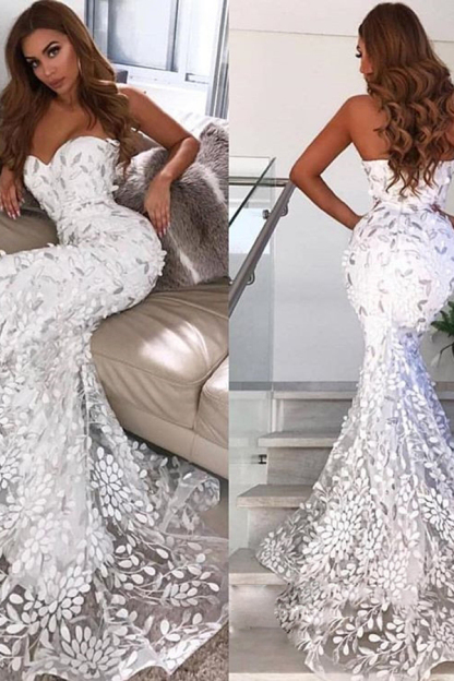 Gorgeous Mermaid Sweetheart Applique Wedding Dress