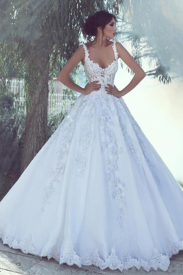 Gorgeous Sweetheart Straps Sleeveless White Lace Wedding Dress