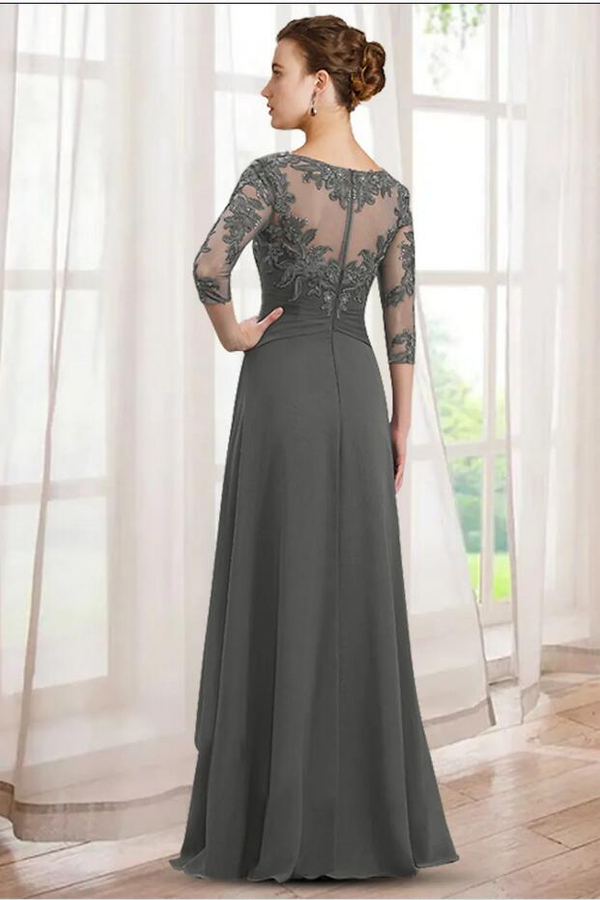 Half Sleeve Lace Appliques Long Mother of the Bride Dress