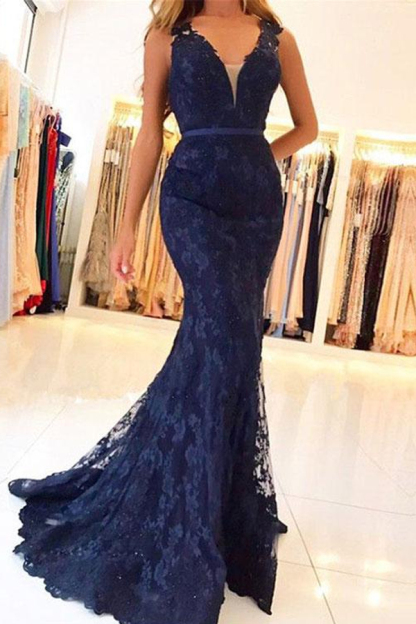 High Neck Mermaid Prom Dress Appliqué Keyhole Evening Dress with Beading