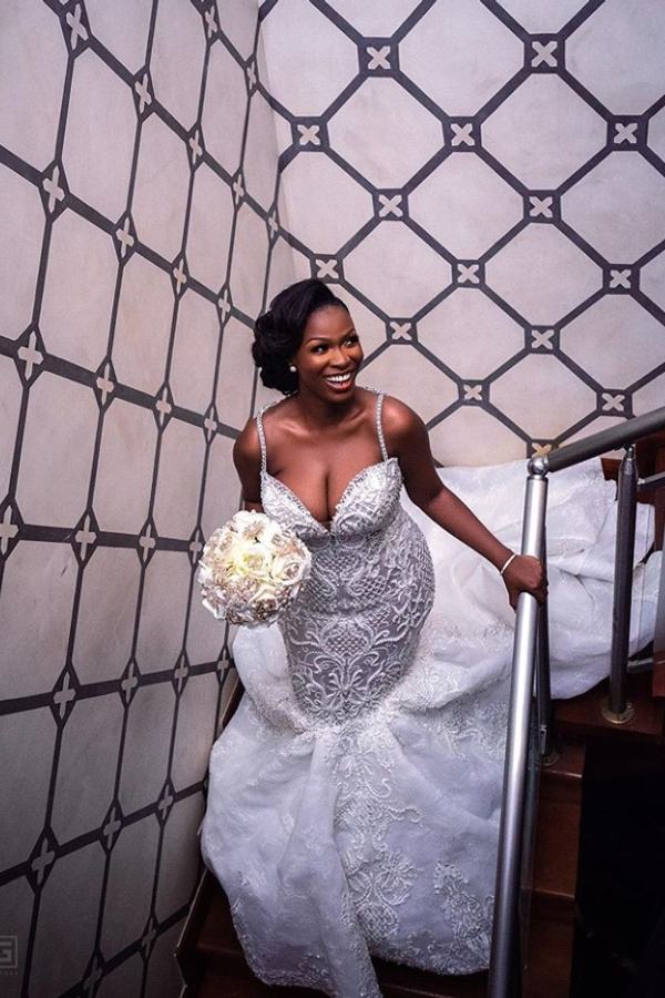Luxury Beaded Lace Mermaid Sweetheart Wedding Dress with Spaghetti Straps