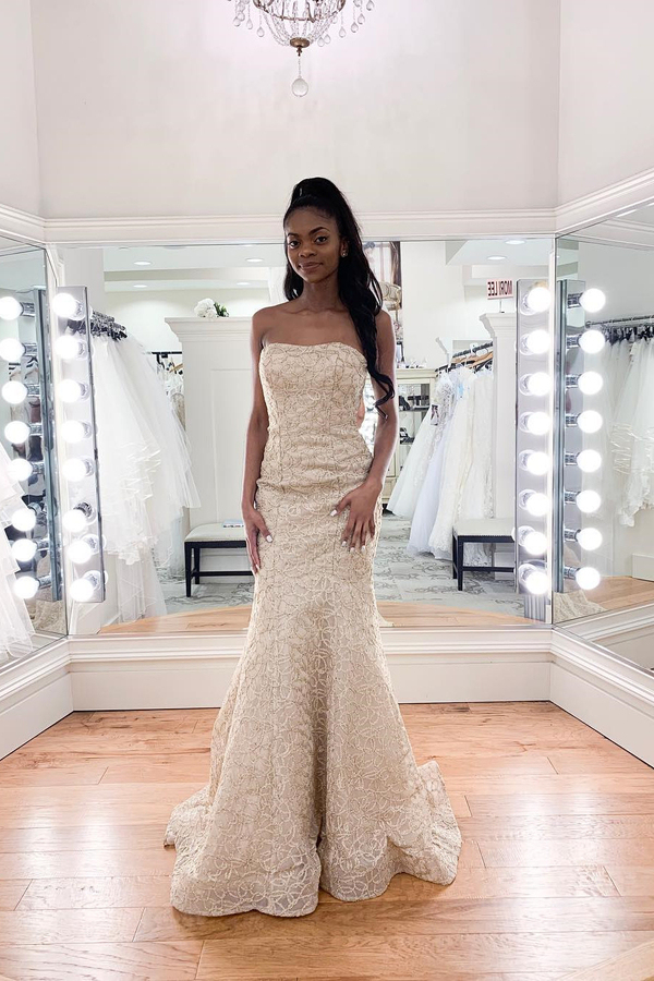 Luxury Strapless Beaded Mermaid Wedding Dress