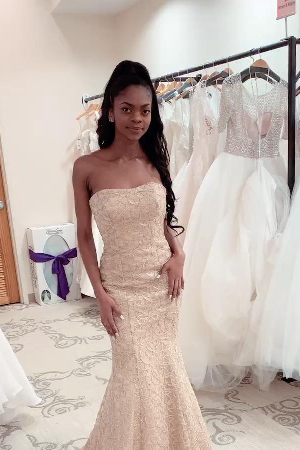 Luxury Strapless Beaded Mermaid Wedding Dress