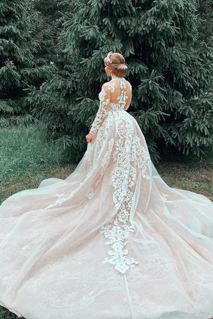 Luxury Sweetheart Lace Tulle Mermaid Spring Wedding Dress