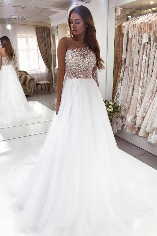 Modern One-Shoulder Asymmetric Chiffon Wedding Dress