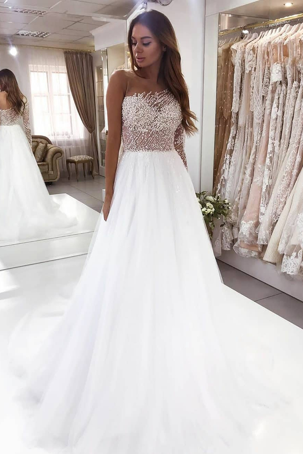 Modern One-Shoulder Asymmetric Chiffon Wedding Dress