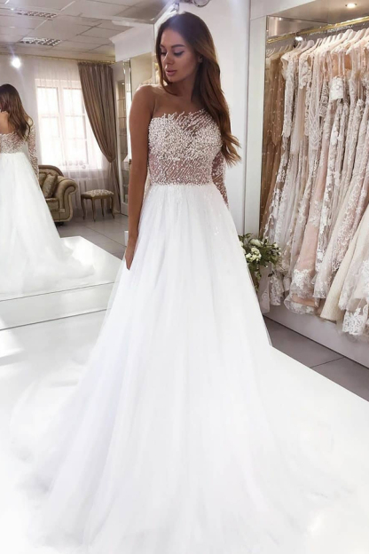 Modern One-Shoulder Asymmetric Chiffon Wedding Dress