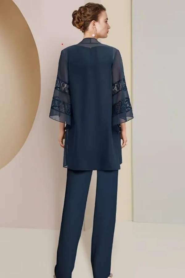 Navy Blue Lace Mother of the Bride Dress with Jacket