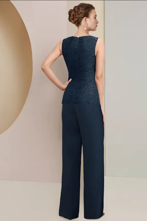Navy Blue Lace Mother of the Bride Dress with Jacket
