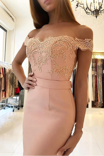 Off Shoulder Slim Mermaid Evening Dress Floor Length Party Gown