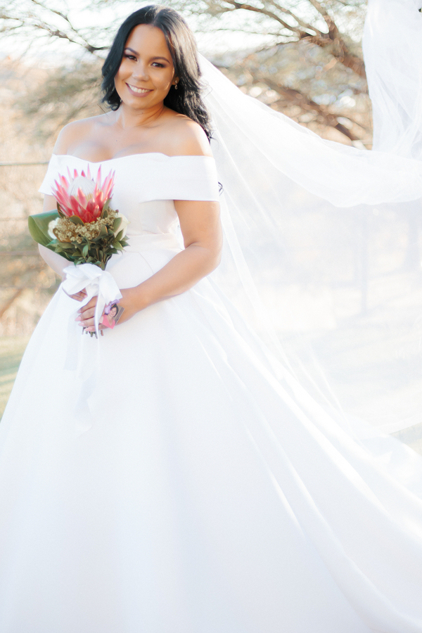 Off-Shoulder White Ball Gown Long Wedding Dress