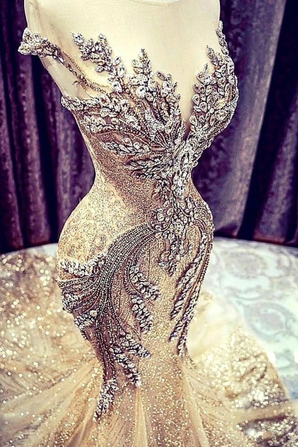 Off the Shoulder Crystals Mermaid Evening Gown | Glitter Sequins Party Dress