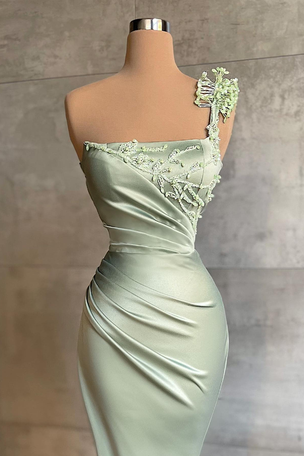 One-Shoulder Satin Mermaid Floor-Length Prom Dress