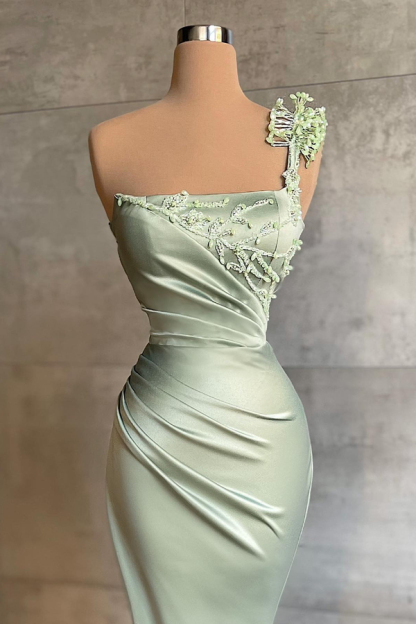 One-Shoulder Satin Mermaid Floor-Length Prom Dress
