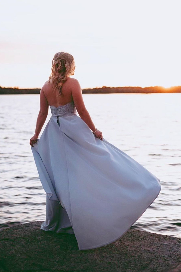 Romantic Halter Satin Lace Appliques Mermaid Wedding Dress with Sweep Train