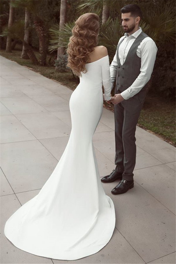 Sexy Off-Shoulder Mermaid One-Sleeve Evening Gown Elegant Wedding Reception Dress
