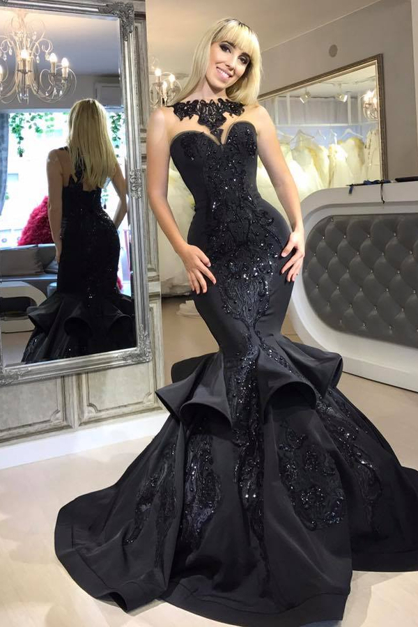 Sleeveless Black Prom Dress Mermaid Long Party Dress