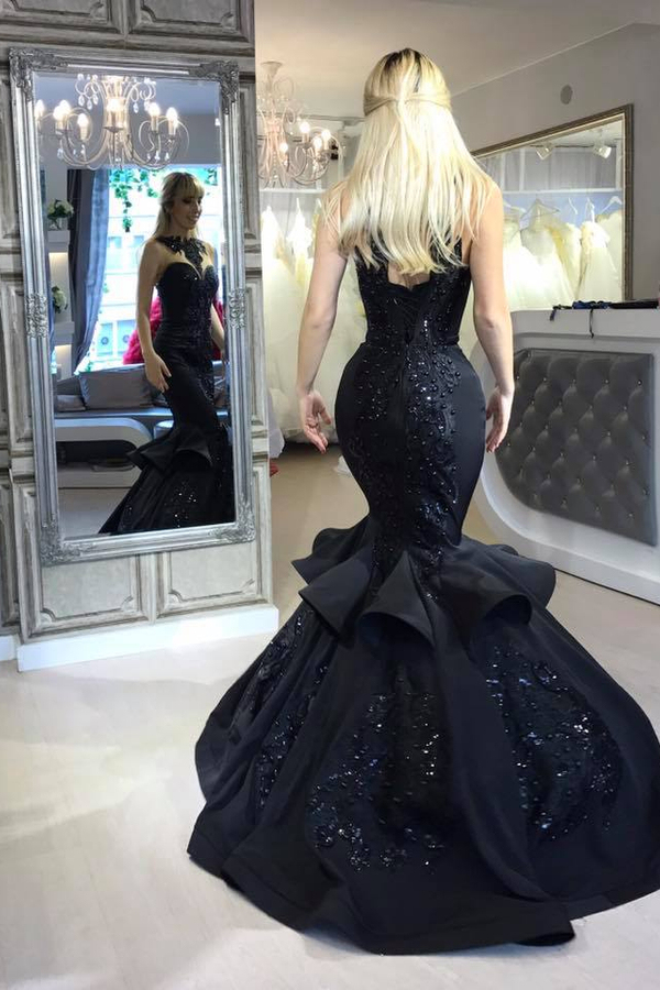 Sleeveless Black Prom Dress Mermaid Long Party Dress