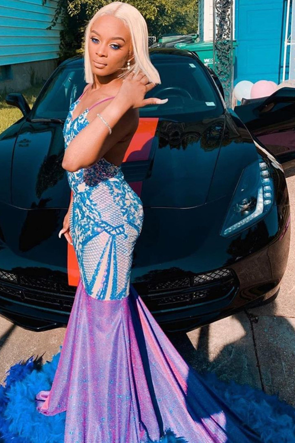Spaghetti Slim Mermaid Long Evening Dress | Sparkly Sleeveless Party Dress