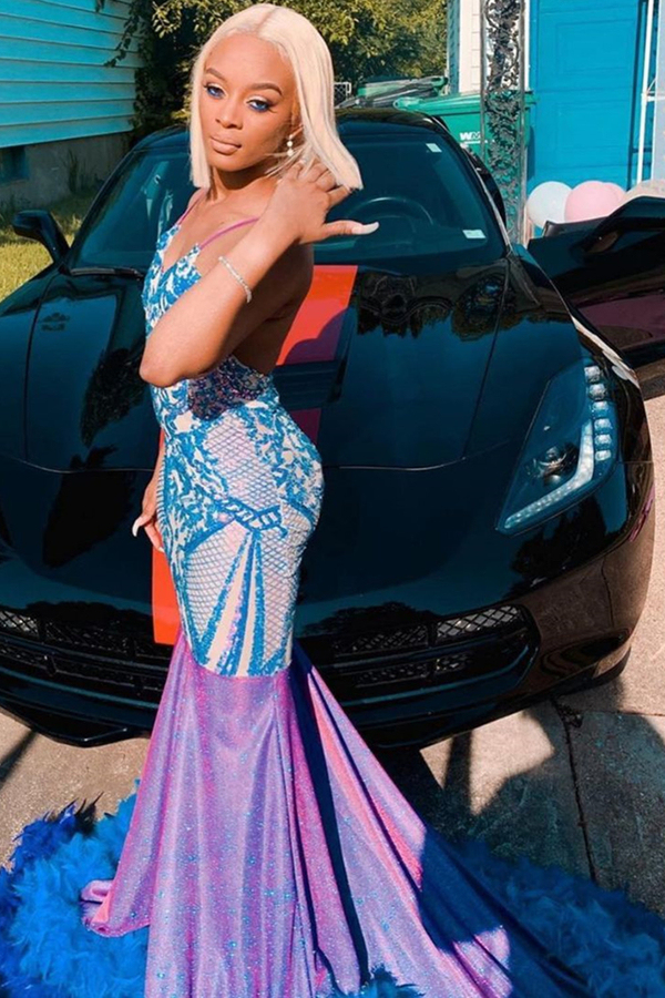 Spaghetti Slim Mermaid Long Evening Dress | Sparkly Sleeveless Party Dress